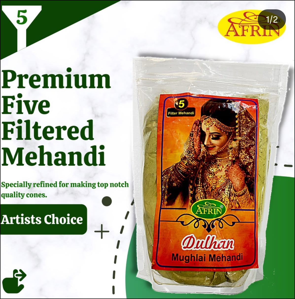 Afrin Dulhan Five Filtered Mehandi