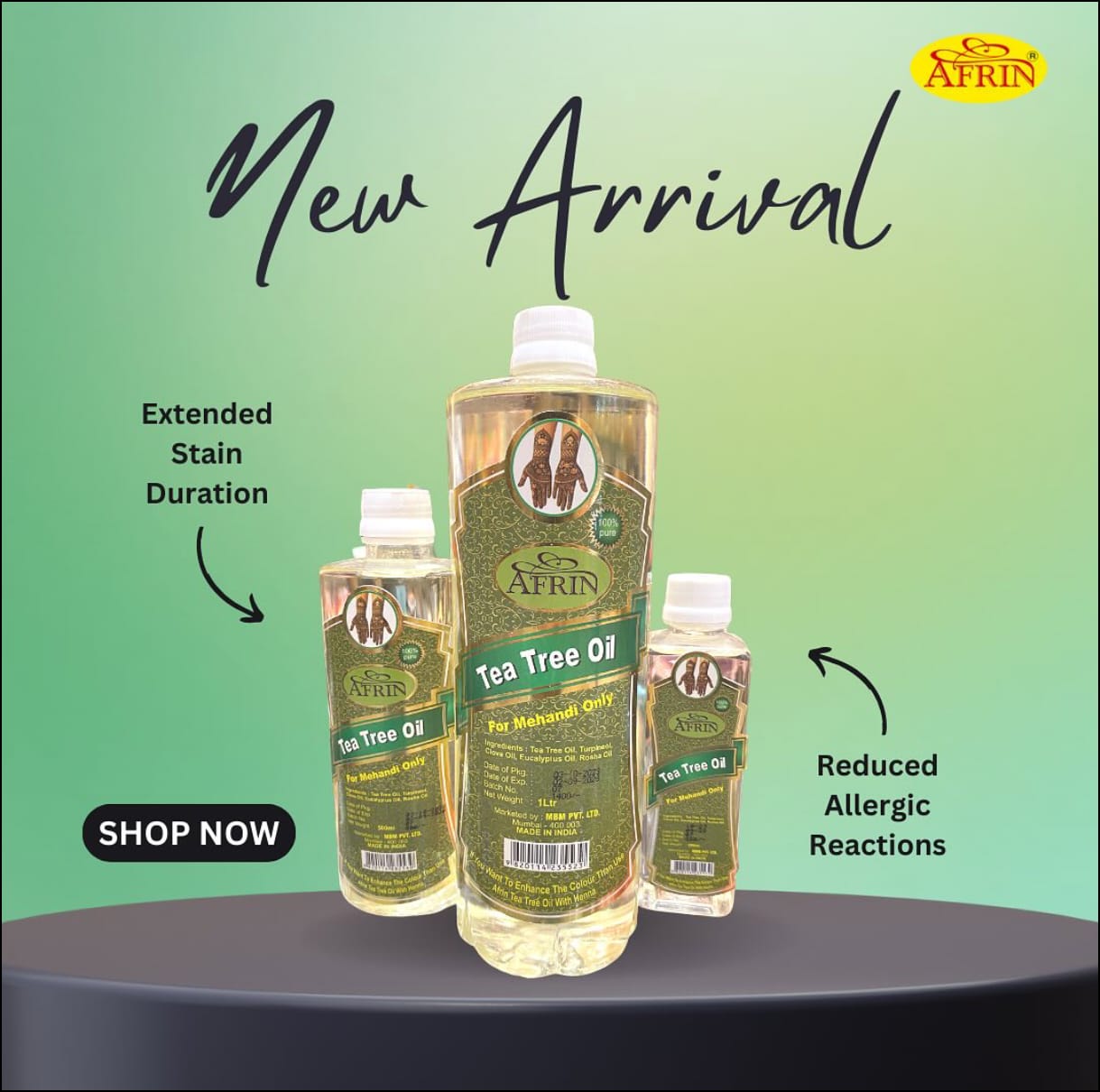 Afrin Tea Tree Oil for Mehendi