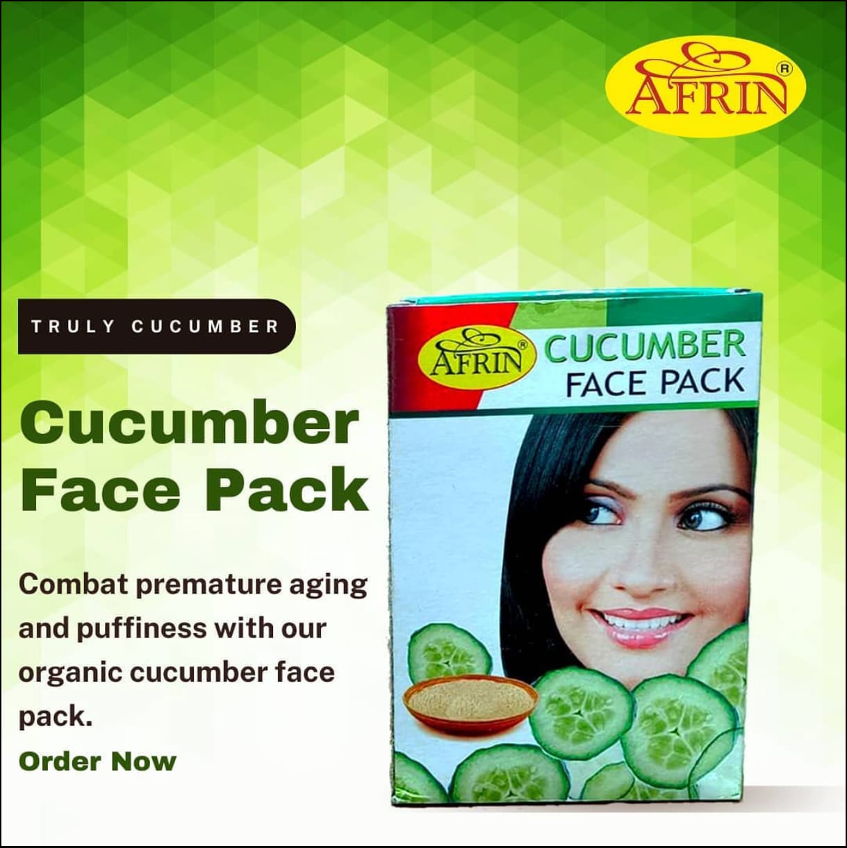 Afrin Cucumber Face Pack for Glowing & Refreshing Skin